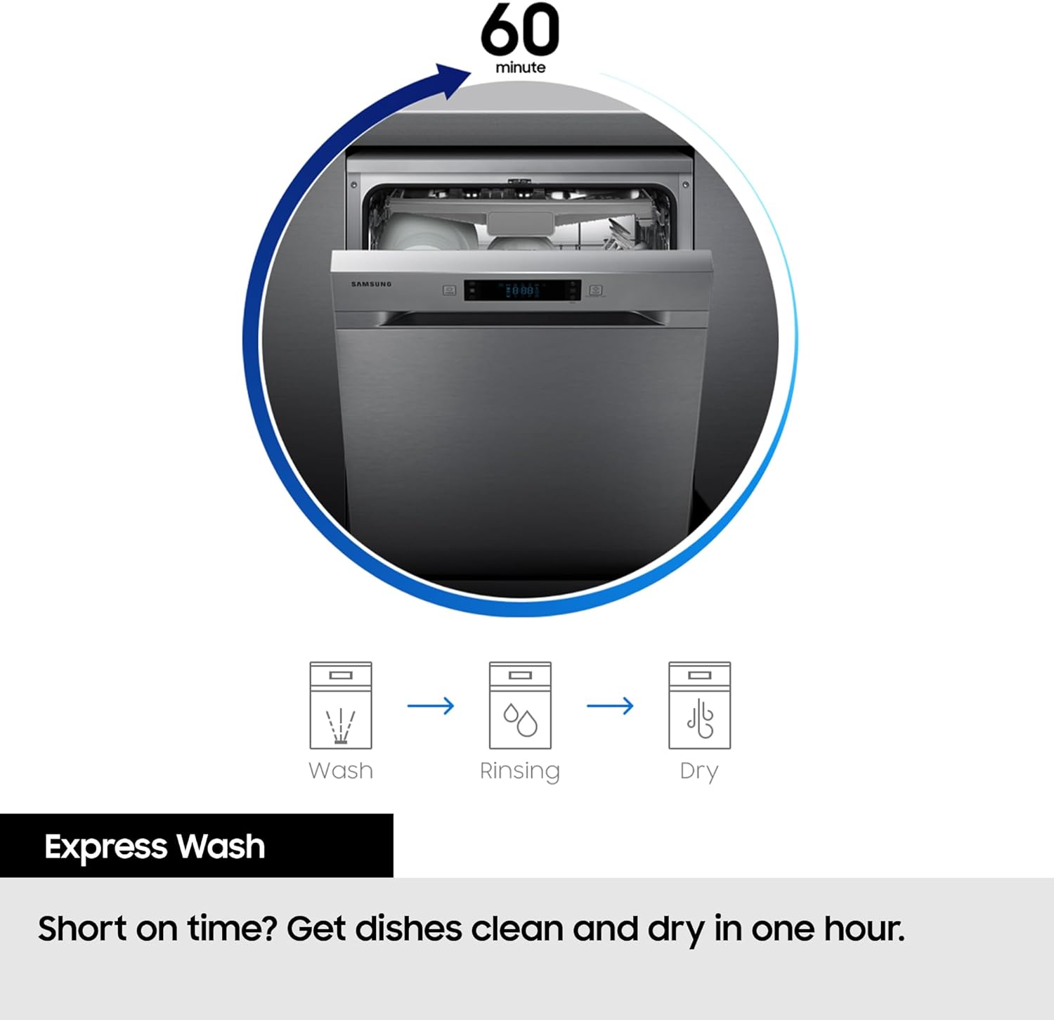 Samsung DW60M5050FW/EU Series 5 Dishwasher, Freestanding, Full Size, 13 Place Settings White - Amazing Gadgets Outlet