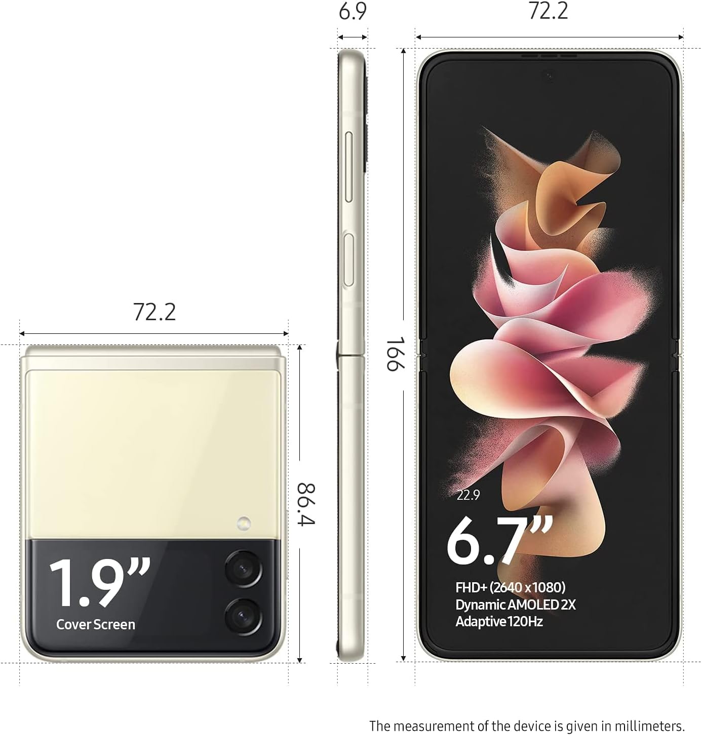 Samsung Galaxy Z Flip3 5G Smartphone Sim Free Android Folding phone 128GB Cream (UK Version)   Import  Single ASIN  Import  Multiple ASIN ×Product customization General Description Gallery Reviews Variations Additional details Produc - Amazing Gadgets Outlet
