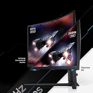 Samsung Odyssey G6 LS32BG650EUXXU 32" Curved Smart Gaming Monitor with Speakers - QHD 2560x1440, 240Hz, 1ms, Speakers, HDMI 2.1, Full Smart Platform, Freesync Premium Pro, Height Adjust   Import  Single ASIN  Import  Multiple ASIN ×Product custom - Amazing Gadgets Outlet