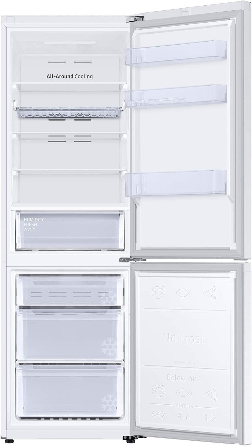 Samsung RB34T602EWW/EU Freestanding Fridge Freezer, Frost Free, 340L capacity, 60cm wide, White, Decibel rating: 35, EU Acoustic Class: B - Amazing Gadgets Outlet