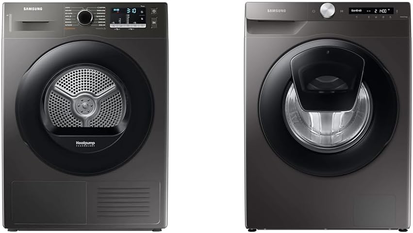 Samsung Series 5 DV80TA020AX/EU with OptimalDry™, Freestanding Heat Pump Tumble Dryer & Series 5+ WW90T554DAN/S1 with AddWash™ Freestanding Washing Machine, 9 kg 1400 rpm, Graphite, A Rated - Amazing Gadgets Outlet