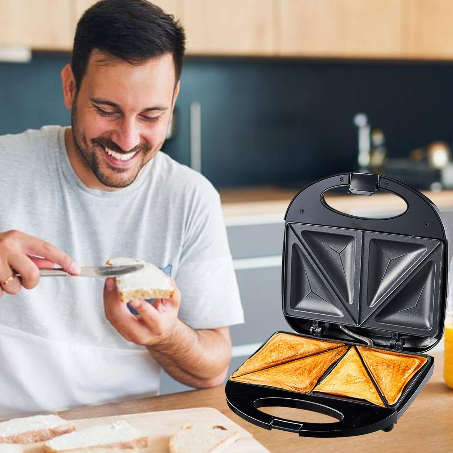 Sandwich Maker | Sandwich Press Grill | Electric Sandwich Maker with Non - Stick, Sandwich Grill, Indoor Grill Kitchen Perfect for Breakfast Grilled Cheese Egg Bacon, Electric Sandwich Toaster - Amazing Gadgets Outlet