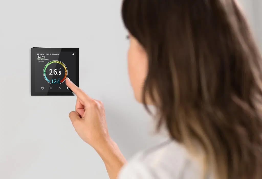 Sandy Beach Smart Thermostat: Efficient Energy - Saving Room Control, Optimize Your Home Heating, Fully Compatible with Smart Home Systems, Easy Setup Room Thermostat - Amazing Gadgets Outlet