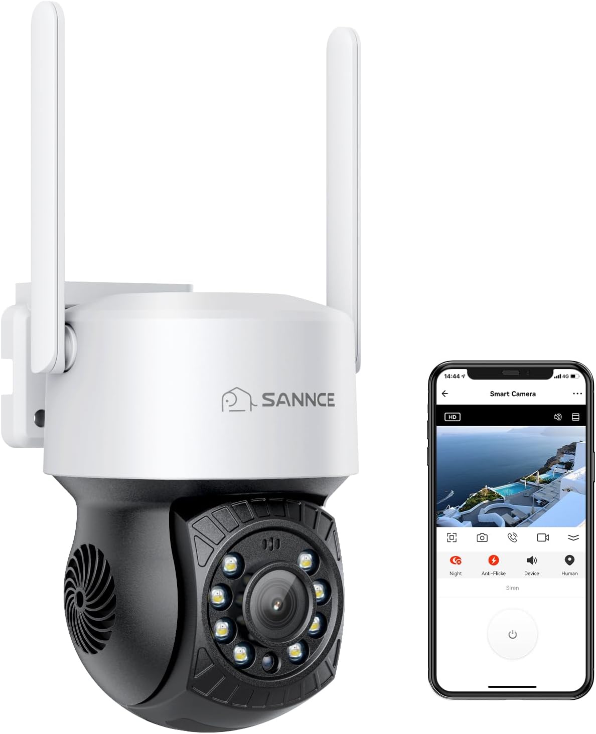 SANNCE Security Camera Wireless 4MP, 350° Pan 90° Tilt 16x Digital Zoom CCTV IP Camera 2.5K, Colour Night Vision, Two - Way Talk, Works with Alexa and Google Assistant, Human Detection, Smart Tracking - Amazing Gadgets Outlet