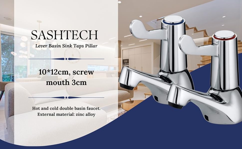 SASHTECH ® Lever Basin Sink Taps Pillar Disabled 1/4 Turn Chrome Pair 1/2" Hot Cold Set   Import  Single ASIN  Import  Multiple ASIN ×Product customization General Description Gallery Reviews Variations Additional details Product Tag - Amazing Gadgets Outlet