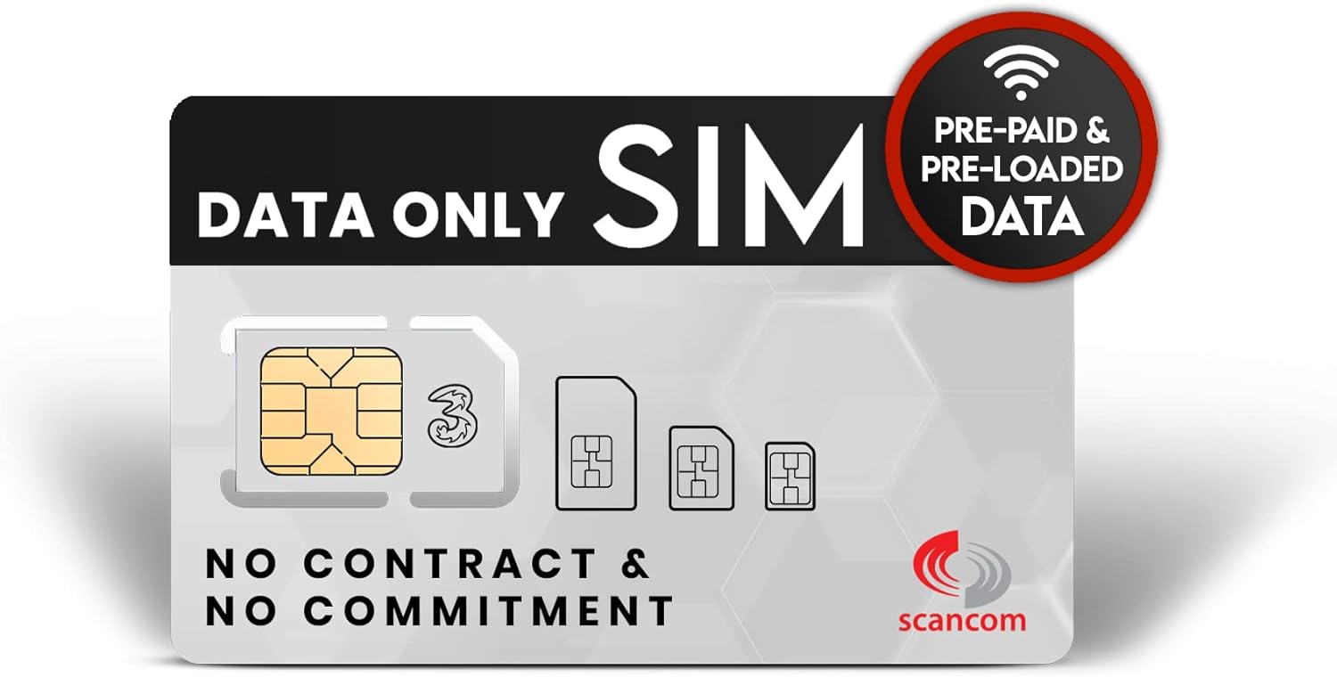 Scancom Three Unlimited 5G Data SIM - Preloaded Every Month from now until 8th December 2025 - Perfect For Wifi Routers, Tablets & Phones - Business Grade Data, dual band - Amazing Gadgets Outlet