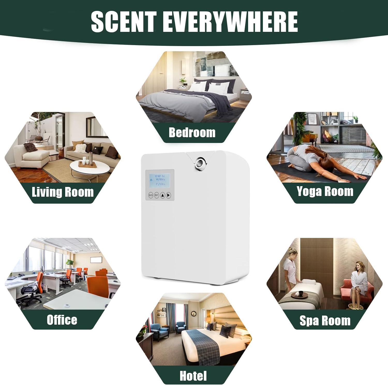 Scent Air Machine for Home, Smart Scent Air Machine with Nebulizing Tech, 300ML Silent & Waterless Essential Oil Diffuser, Hotel Collection Diffuser, Waterless Scent Diffuser, Cover 1.500 SQ FT - Amazing Gadgets Outlet