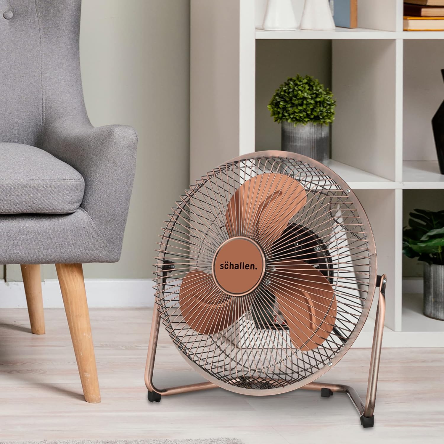 Schallen Small 9" Metal High Velocity Cold Air Circulator Adjustable Floor Fan with 3 Speed Settings (Copper) - Amazing Gadgets Outlet