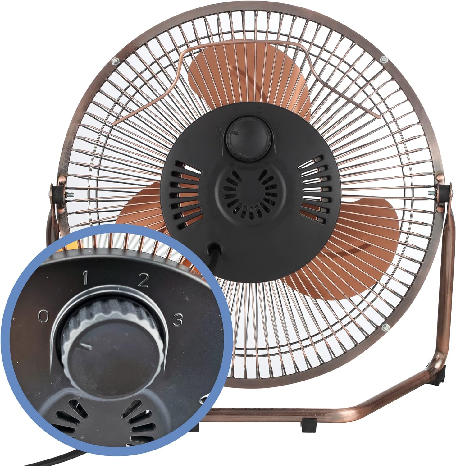 Schallen Small 9" Metal High Velocity Cold Air Circulator Adjustable Floor Fan with 3 Speed Settings (Copper) - Amazing Gadgets Outlet