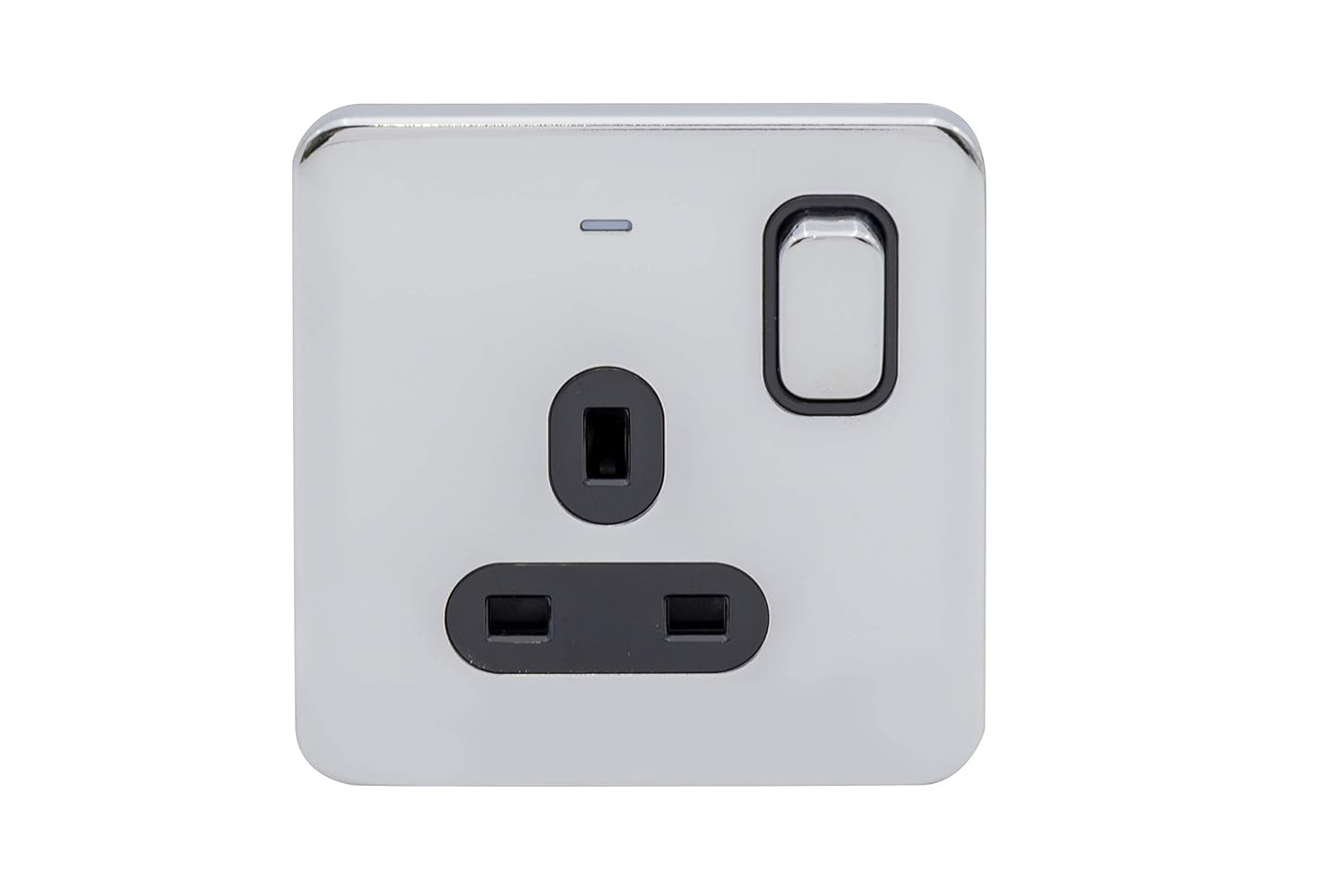 Schneider Electric Lisse Screwless Deco - Switched Double Power Socket, 13A, GGBL3020BSSS, Stainless Steel with Black Insert - Amazing Gadgets Outlet