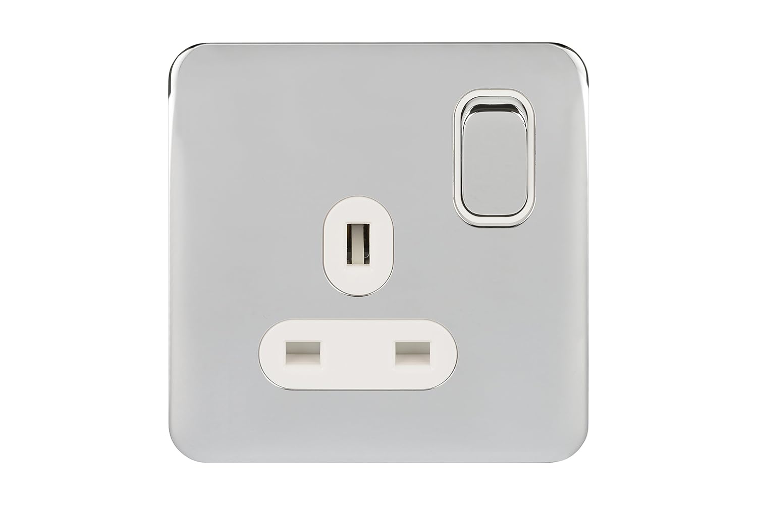 Schneider Electric Lisse Screwless Deco - Switched Double Power Socket, 13A, GGBL3020BSSS, Stainless Steel with Black Insert - Amazing Gadgets Outlet