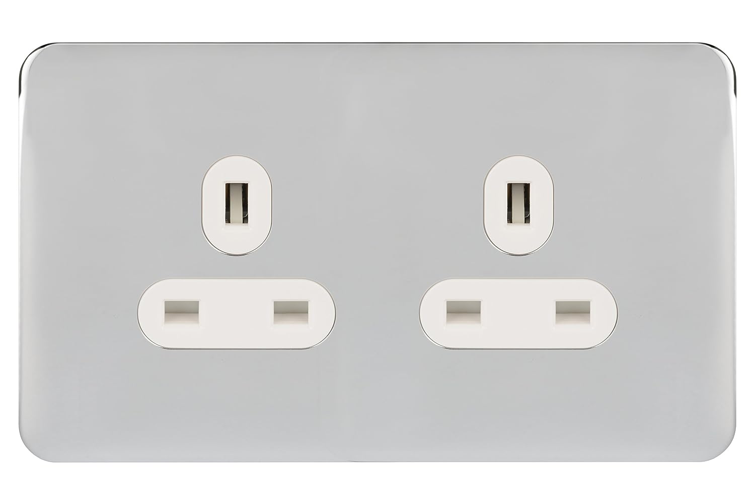 Schneider Electric Lisse Screwless Deco - Switched Double Power Socket, 13A, GGBL3020BSSS, Stainless Steel with Black Insert - Amazing Gadgets Outlet