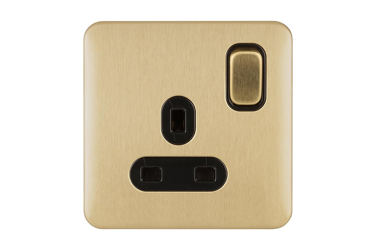 Schneider Electric Lisse Screwless Deco - Switched Double Power Socket, 13A, GGBL3020BSSS, Stainless Steel with Black Insert - Amazing Gadgets Outlet