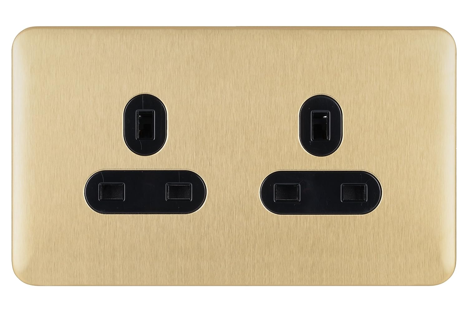 Schneider Electric Lisse Screwless Deco - Switched Double Power Socket, 13A, GGBL3020BSSS, Stainless Steel with Black Insert - Amazing Gadgets Outlet