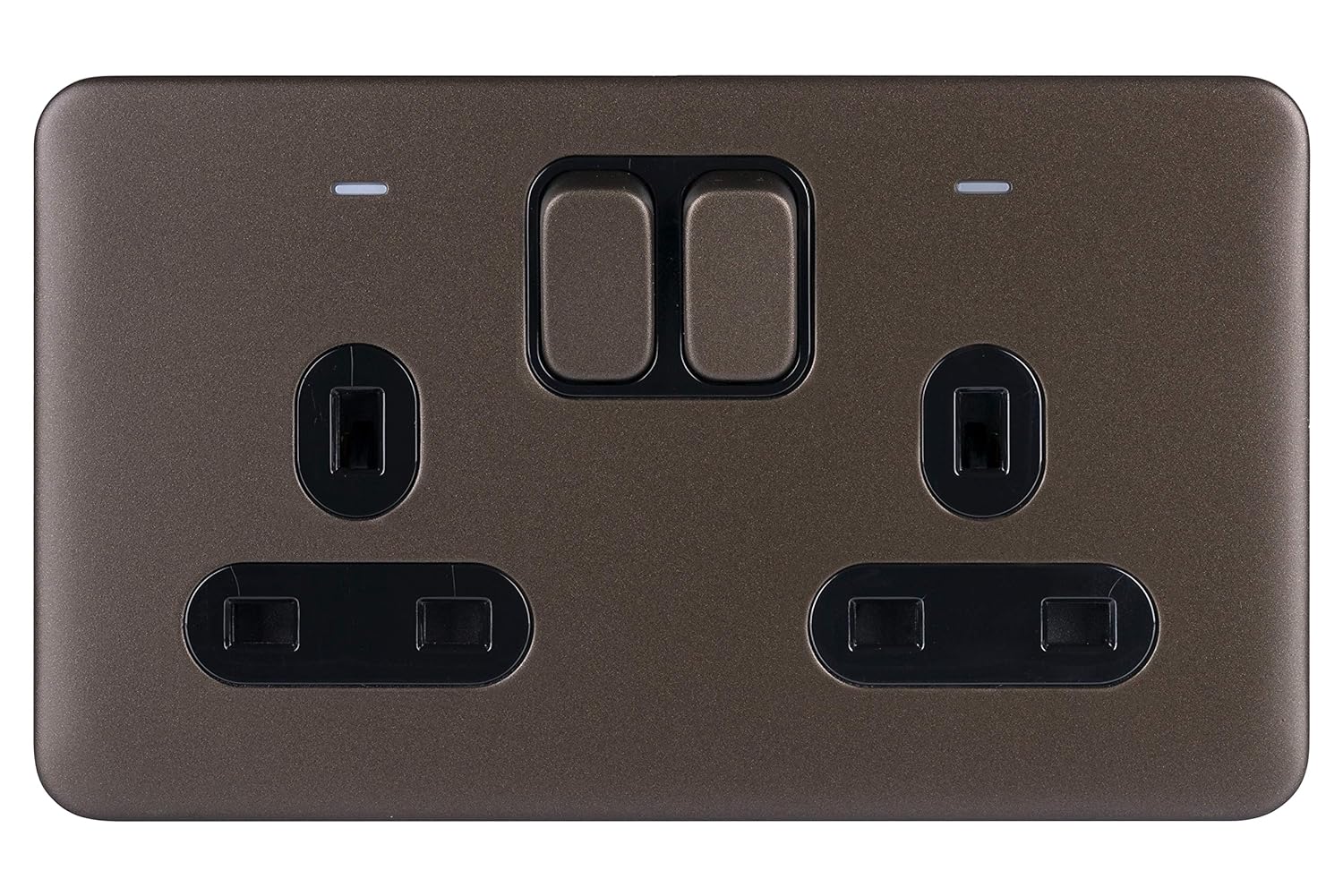 Schneider Electric Lisse Screwless Deco - Switched Double Power Socket, 13A, GGBL3020BSSS, Stainless Steel with Black Insert - Amazing Gadgets Outlet