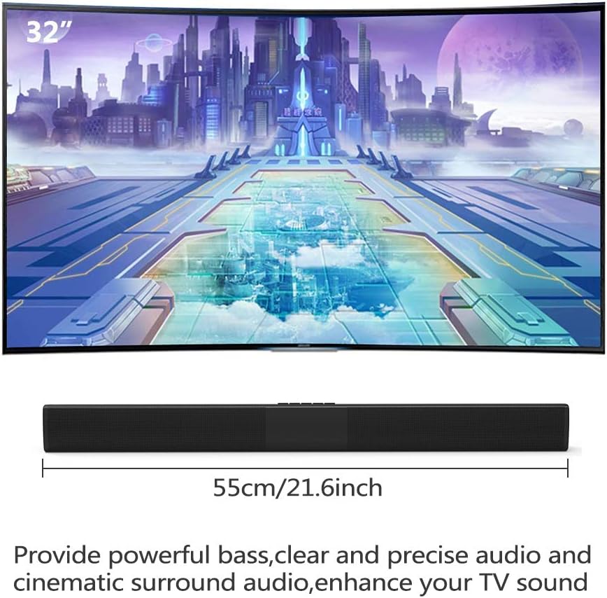 SEMPEIER Sound Bar, Wireless TV Soundbar, Bluetooth Bar Speaker 20W Stereo Surround Deep Bass TV Speaker with Subwoofer for TV, PC, Smartphone,Remote Control, Bluetooth/AUX IN/RCA - Amazing Gadgets Outlet