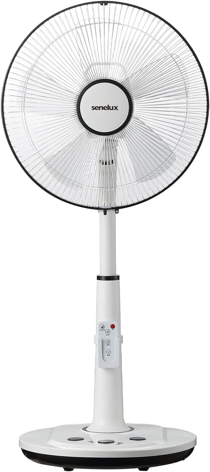 Senelux 14 Inch Pedestal Fan, 5 - Blade Standing Fan with Remote Control 4 Speed 2 Wind Modes 7.5 - Hour Timer Ultra Quiet Oscillating and Tilting 45W Adjustable Height for Bedroom Home Office - Amazing Gadgets Outlet