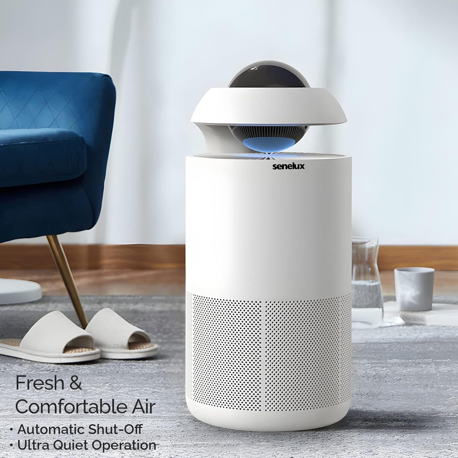 Senelux Air Purifier for Home Bedroom, H13 HEPA & Carbon Filters, CADR 100 m³/h, Removes 99.97% Pollen Allergies Dust Odours Smoke, Air Cleaner with Timer, Quiet 20dB Sleep Mode, Smart App Controls - Amazing Gadgets Outlet