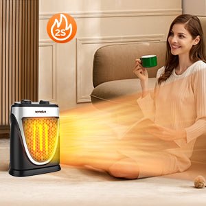 Senelux Space Heater, 1500W PTC Electric Ceramic Portable Heater Indoor Use 2 in 1 Fan Combo Fast Heating with Adjustable Thermostat Overheat and Tip Over Protection for Office Desk Rooms Bedroom - Amazing Gadgets Outlet