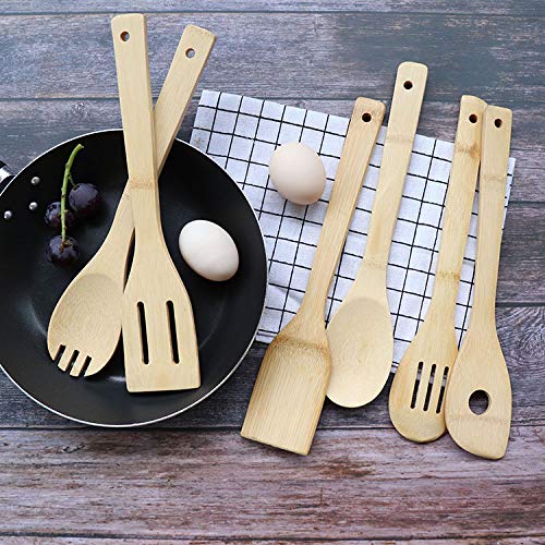 Set 7 Cooking Spoons Kitchen Utensils Set Tools Salad Barbecue Slotted Spatula Spoon Turner Fork Spoon Bread Tongs Camping BBQ Cookware for Non - Stick Pans Healthy Dishwasher Safe - Amazing Gadgets Outlet