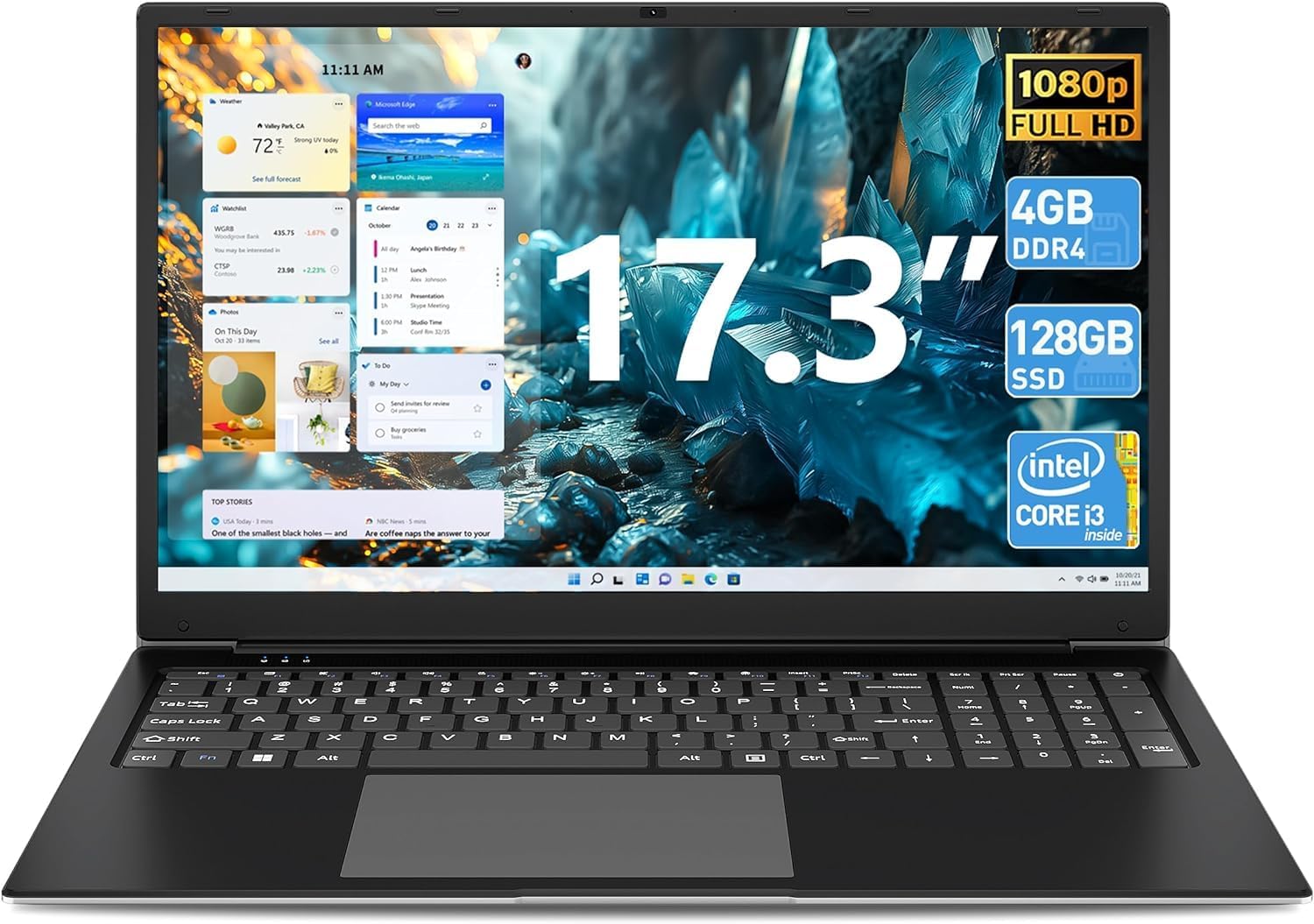 SGIN 17.3" Laptop 12GB RAM 512GB SSD Storage(TF Card 512GB), Celeron N5095A Processor, FHD 1920 * 1080 IPS, 5000mAh Battery, Full Size Keyboard, 2xUSB 3.0, Dual Band WiFi (Grey) - Amazing Gadgets Outlet