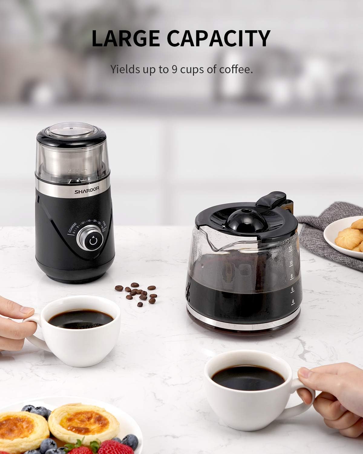 SHARDOR Coffee Grinder Electric with Adjustable Precision Setting, Removable Stainless Steel Cup, 25000rpm Powerful Grinder for Dried Spice, Pepper, Grain, Coffee Bean, Nuts - Amazing Gadgets Outlet