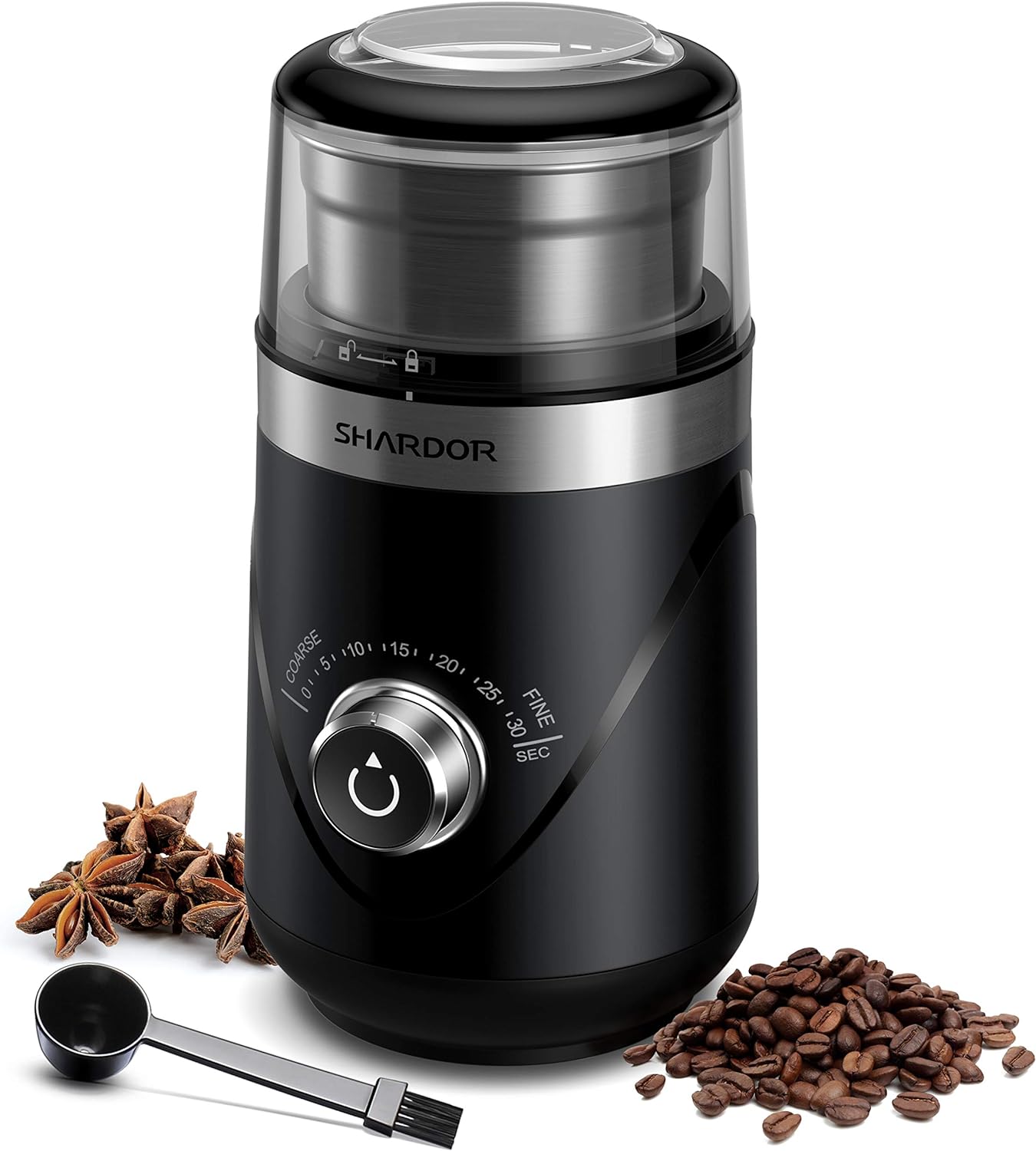 SHARDOR Coffee Grinder Electric with Adjustable Precision Setting, Removable Stainless Steel Cup, 25000rpm Powerful Grinder for Dried Spice, Pepper, Grain, Coffee Bean, Nuts - Amazing Gadgets Outlet