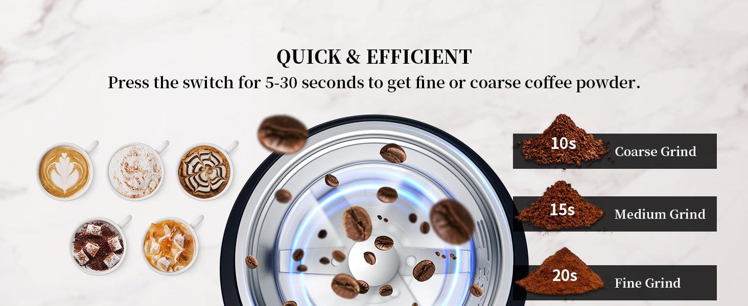 SHARDOR Electric Coffee Grinder with Safe and Durable 304 Stainless Steel Blades,Fast Grinding for Coffee Beans, Dried Spice, Nuts, Herbs with Cleaning Brush - Amazing Gadgets Outlet