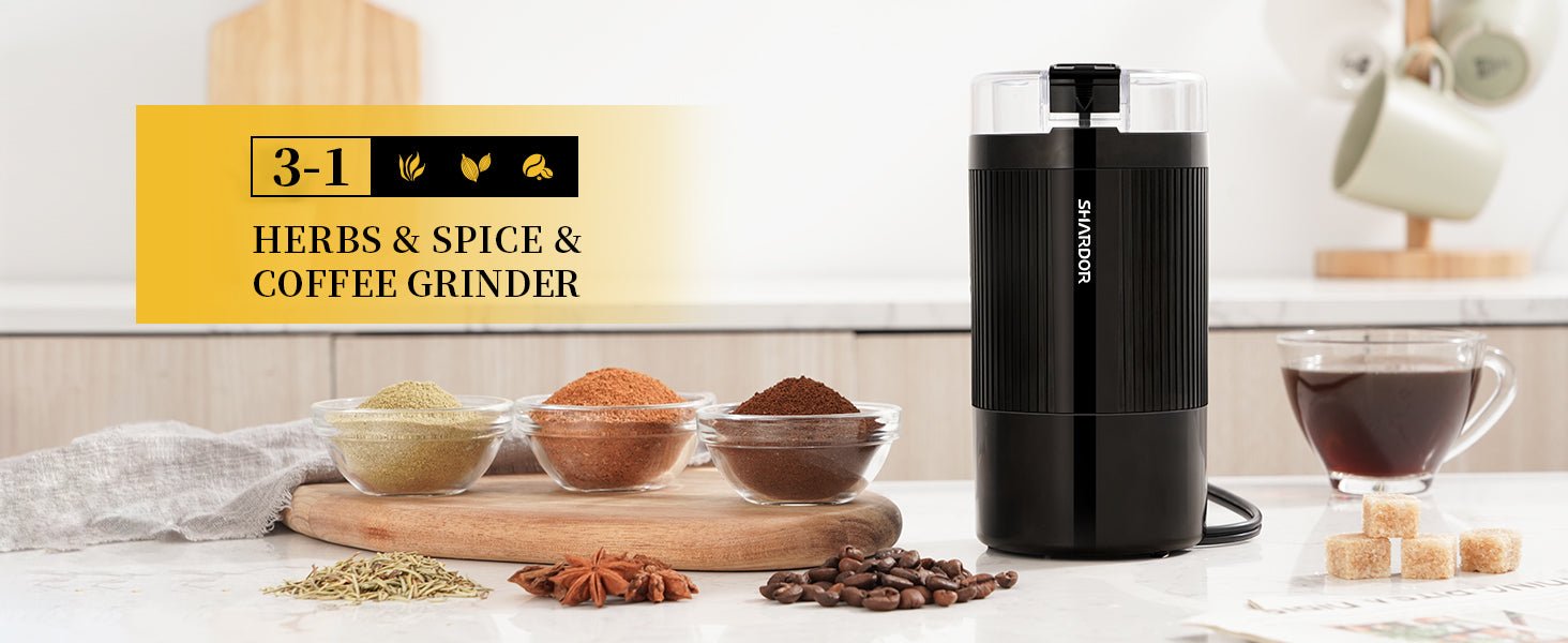 SHARDOR Electric Coffee Grinder with Safe and Durable 304 Stainless Steel Blades,Fast Grinding for Coffee Beans, Dried Spice, Nuts, Herbs with Cleaning Brush - Amazing Gadgets Outlet