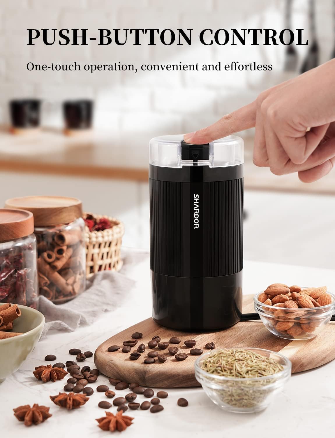 SHARDOR Electric Coffee Grinder with Safe and Durable 304 Stainless Steel Blades,Fast Grinding for Coffee Beans, Dried Spice, Nuts, Herbs with Cleaning Brush - Amazing Gadgets Outlet