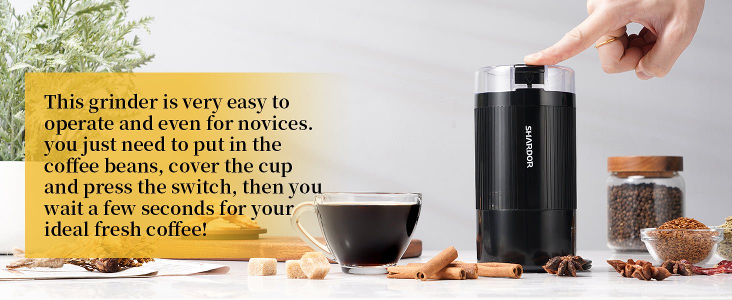 SHARDOR Electric Coffee Grinder with Safe and Durable 304 Stainless Steel Blades,Fast Grinding for Coffee Beans, Dried Spice, Nuts, Herbs with Cleaning Brush - Amazing Gadgets Outlet