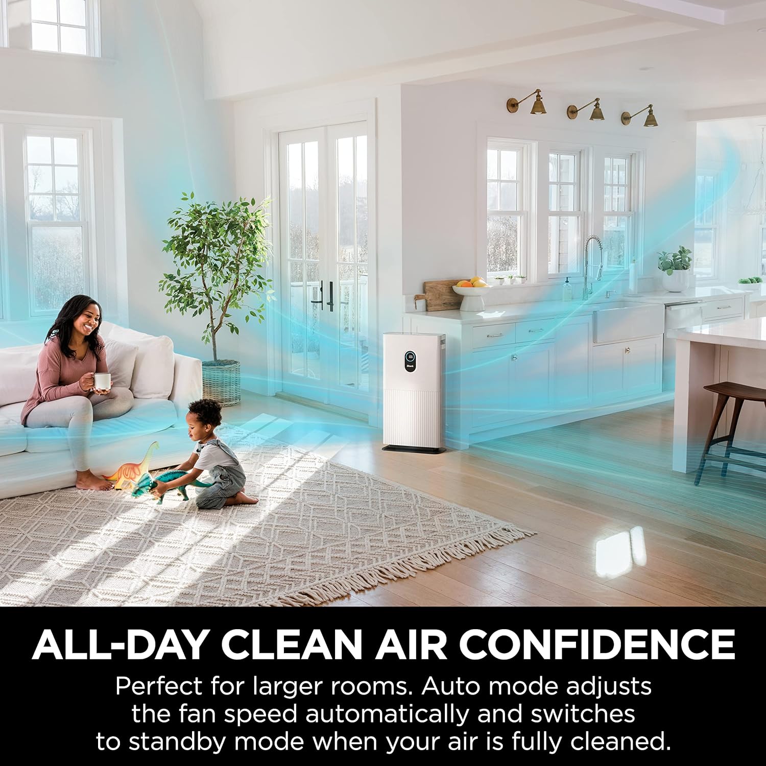 Shark Air Purifier 6 with Automatic Air Quality Tracking, Room Coverage: 64m², Quiet, Digital Display, Remote Control, Captures Allergens, Removes Odours, Traps Dirt & Pet Dander,White HE600UK - Amazing Gadgets Outlet