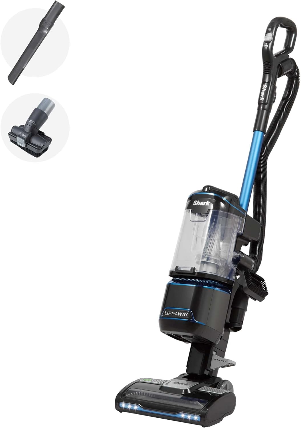 Shark Corded Upright Vacuum Cleaner 1.1L with Lift - Away Technology, LED Headlights, Anti - Allergen, 8m Cord, 750W, Crevice & Multi - Surface Tools, Blue/Black, NV602UK - Amazing Gadgets Outlet