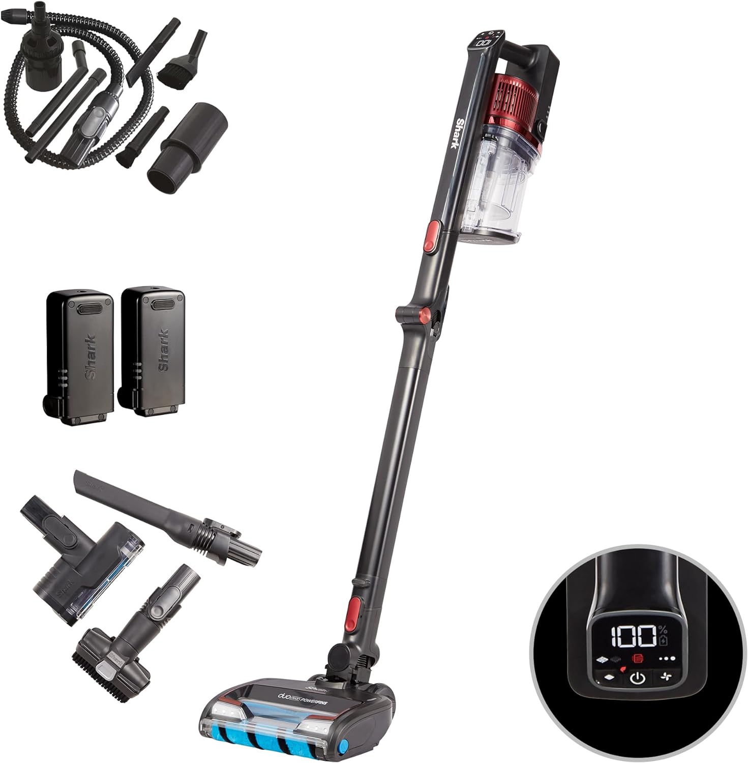 Shark Cordless Stick Vacuum Cleaner, Anti Hair Wrap, 60 Minute Run Time Battery, Flexible DuoClean with Motorised Pet Tool, Multi - Surface & 20cm Crevice Tools, Black & Red, IZ300UKT   Import  Single ASIN  Import  Multiple ASIN ×Product customizat - Amazing Gadgets Outlet