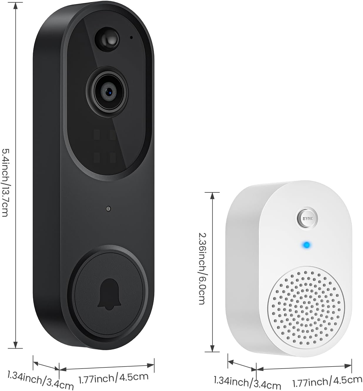 SHARKPOP 1080p Video Doorbell Camera Wireless with 2 - Way Audio, Ring Chime Included, Smart Human Motion Detection, HD Night Vision, Cloud Storage, Easy Installation, Real - Time Alerts for Home Security - Amazing Gadgets Outlet