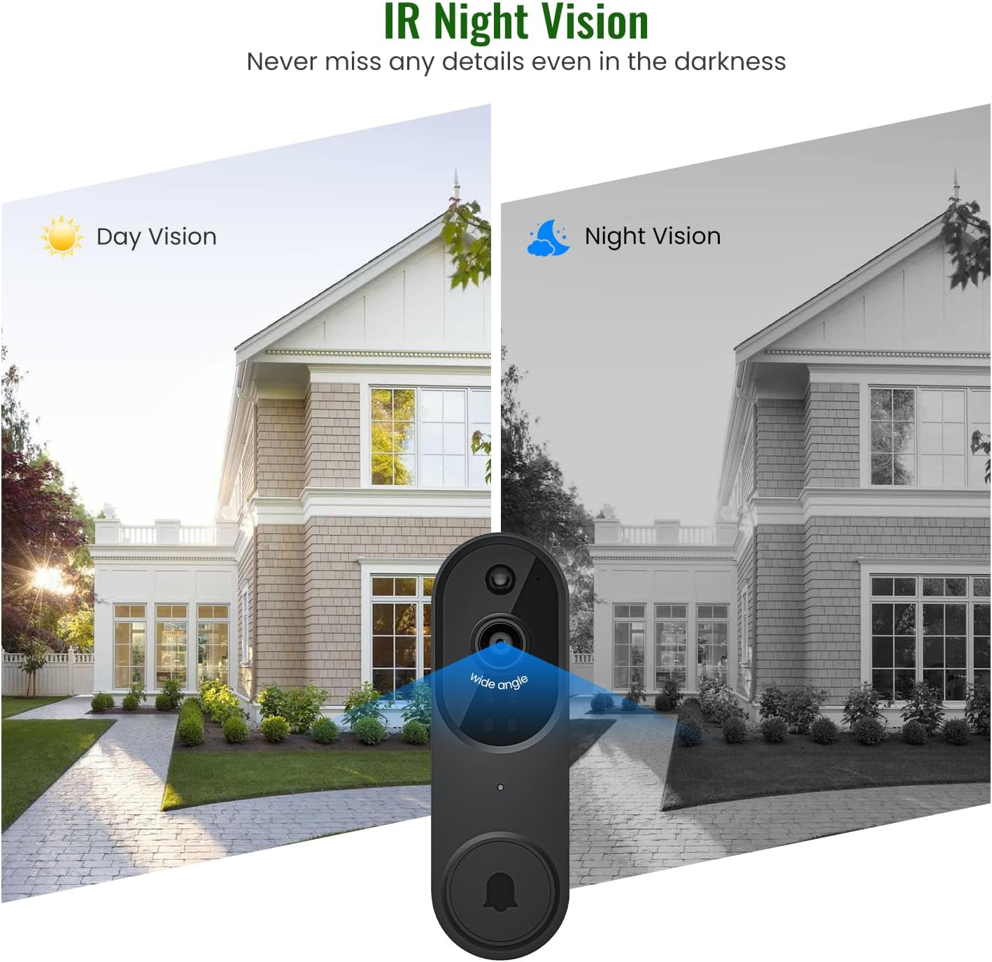 SHARKPOP 1080p Video Doorbell Camera Wireless with 2 - Way Audio, Ring Chime Included, Smart Human Motion Detection, HD Night Vision, Cloud Storage, Easy Installation, Real - Time Alerts for Home Security - Amazing Gadgets Outlet