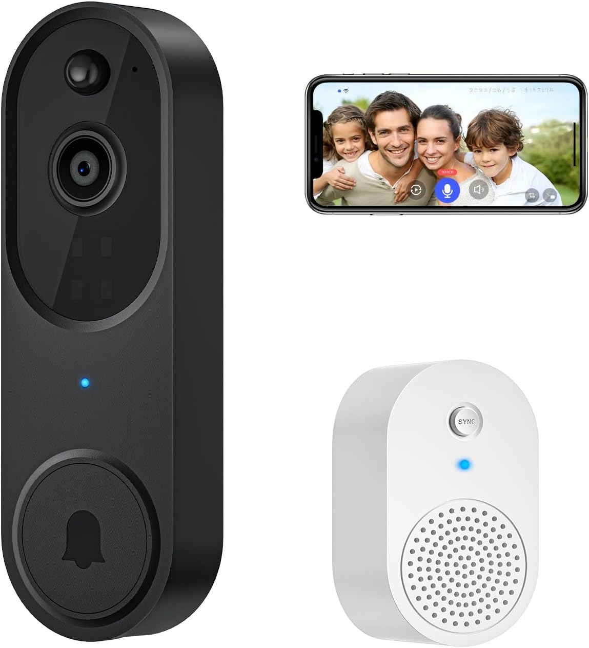 SHARKPOP 1080p Video Doorbell Camera Wireless with 2 - Way Audio, Ring Chime Included, Smart Human Motion Detection, HD Night Vision, Cloud Storage, Easy Installation, Real - Time Alerts for Home Security - Amazing Gadgets Outlet