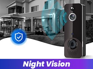 SHARKPOP Doorbell Camera Wireless, WiFi Video Doorbell with Free Ring Chime, Indoor/Outdoor Surveillance Human Detection, 2 - Way Audio, Night Vision, Cloud Storage, Battery Powered, Live View - Amazing Gadgets Outlet