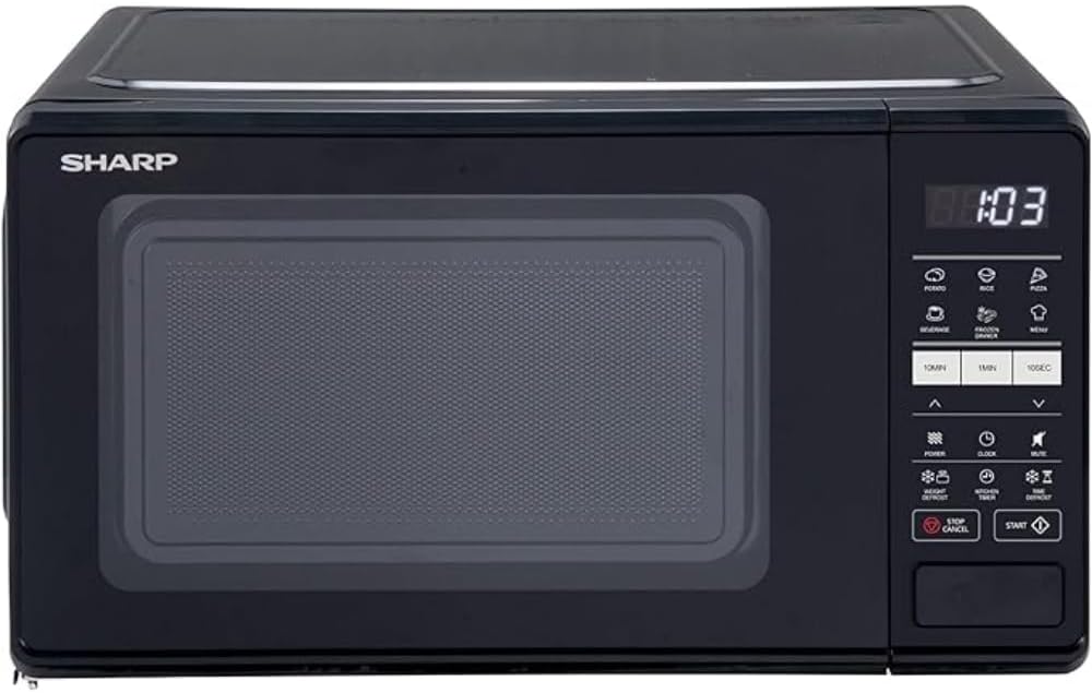 Sharp 17 Litre 700W Black Solo Digital Microwave with 10 Power Levels, 6 Auto Cook Settings, Defrost Function & Easy Clean, Digital Clock & Timer with Child Safety Lock, RS172TB - UK - Amazing Gadgets Outlet