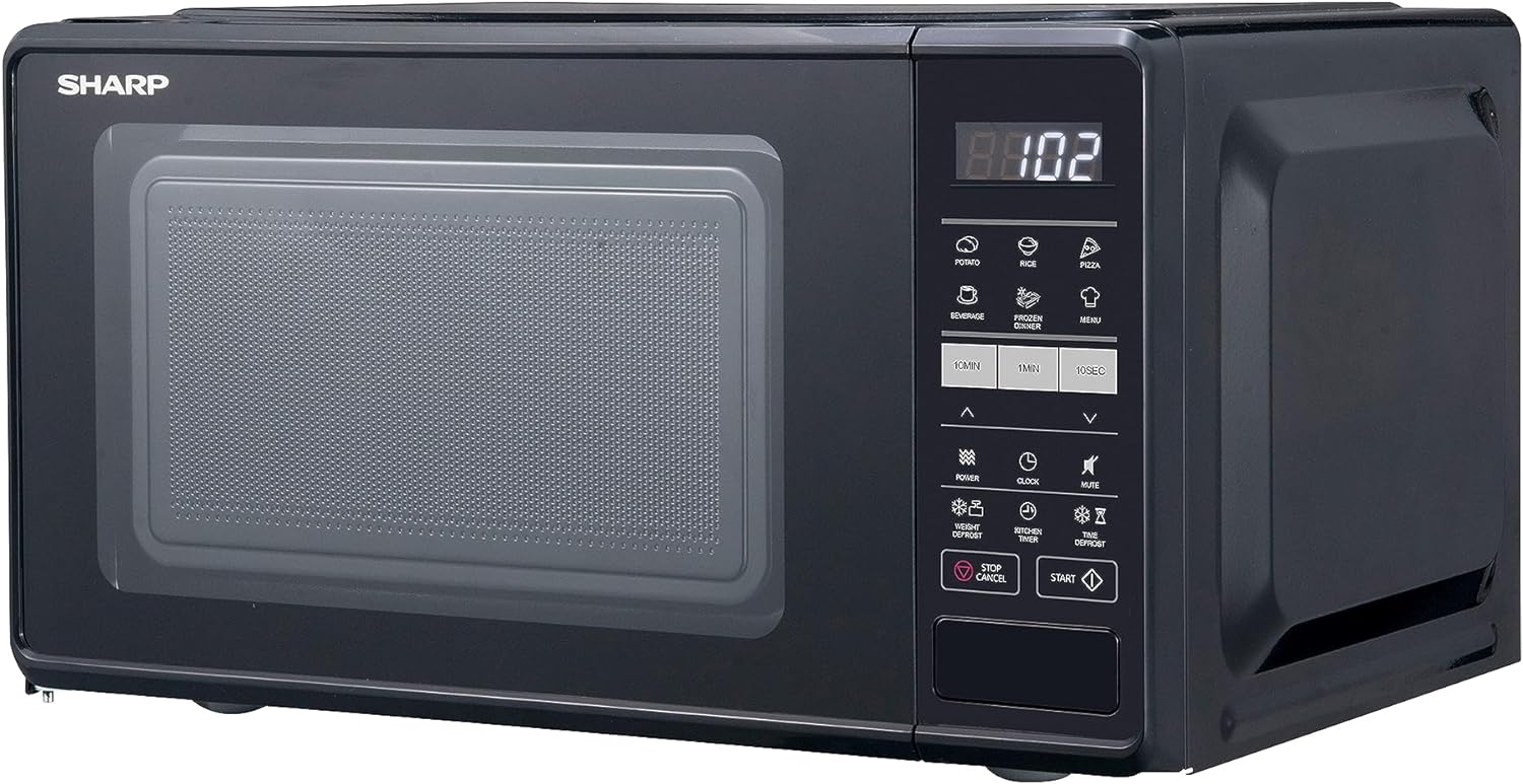 Sharp 17 Litre 700W Black Solo Digital Microwave with 10 Power Levels, 6 Auto Cook Settings, Defrost Function & Easy Clean, Digital Clock & Timer with Child Safety Lock, RS172TB - UK - Amazing Gadgets Outlet