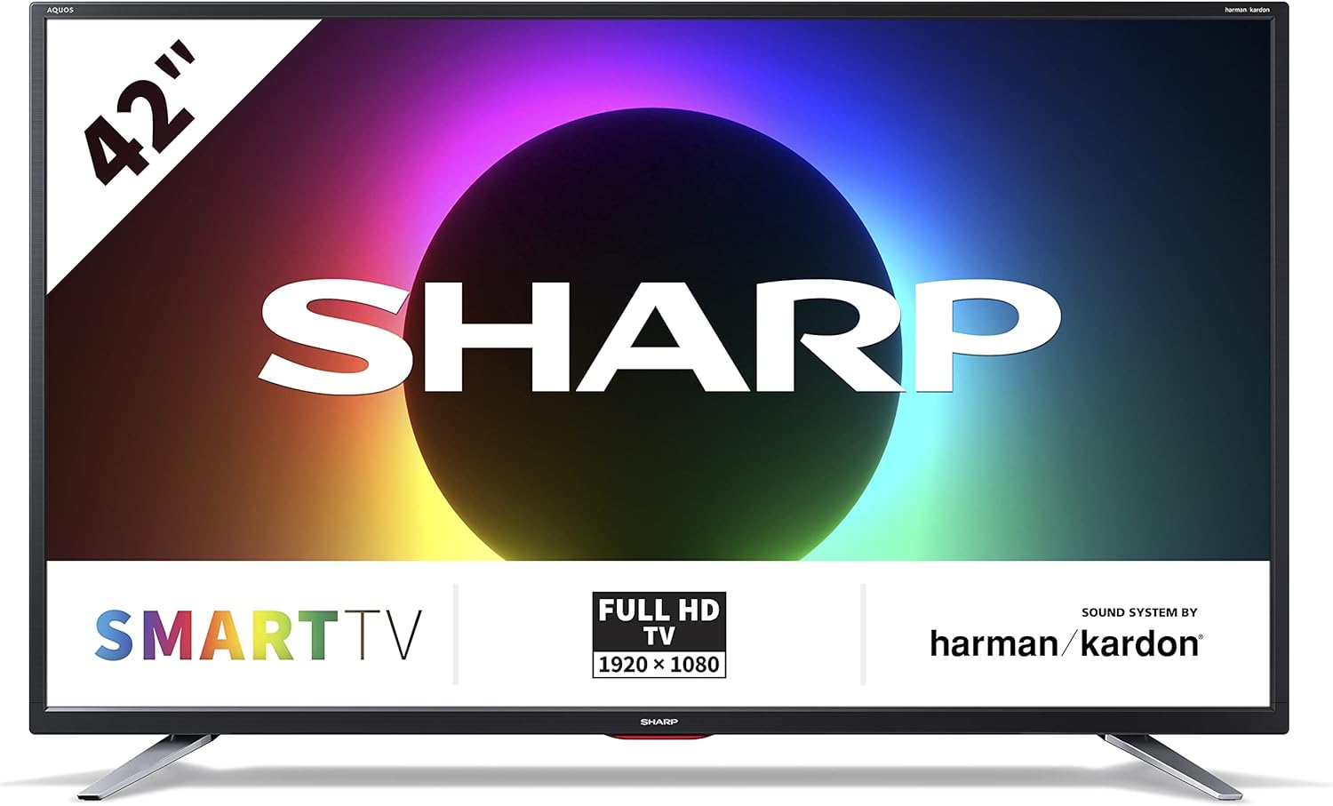 SHARP 1T - C24BC0KR1FB 24 Inch Smart TV, HD Ready LCD Display with DTS Studio Sound, Dolby Digital Audio Decoder, 2 x HDMI, 2 x USB, Freeview Play and Wireless Streaming - Black - Amazing Gadgets Outlet