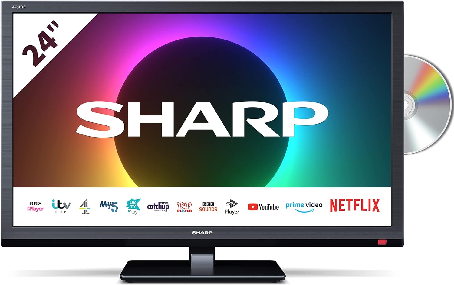 SHARP 1T - C24EE6KC2FB 24 Inch Smart TV, HD Ready LED Display with DTS Virtual X, Dolby Digital Audio Decoder, Freeview Play and Wireless Streaming - Black, Energy Class F (Amazon Exclusive) - Amazing Gadgets Outlet