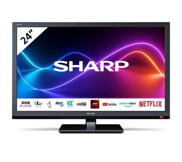 SHARP 1T - C24EE7KC2FB 24” Inch Smart HD Ready LED TV With DTS Virtual:X, Dolby Digital/Dolby Digital+, 3 HDMI ports, 2 USB ports, Build in WiFi, Netflix, Prime Video, YouTube, Black - Amazing Gadgets Outlet