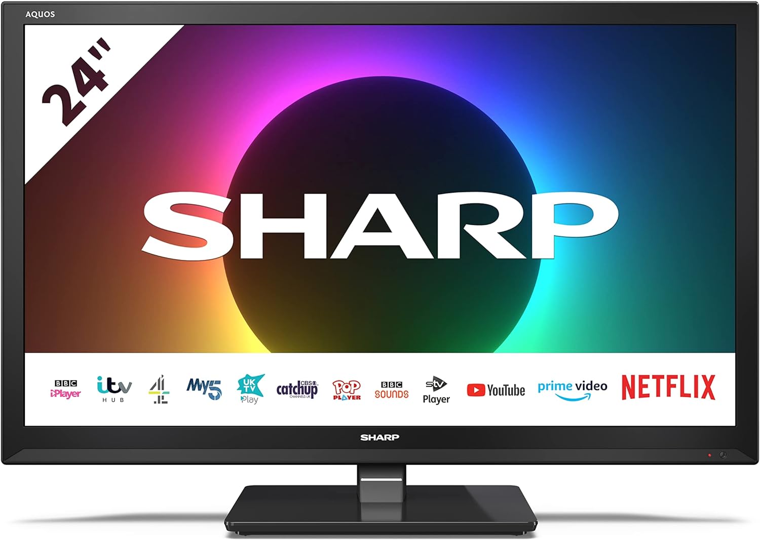 Sharp 1T C32BB3IE1NB 32 Inch TV, 720p, HD Display with Harman/Kardon Speakers, Dolby Digital Audio Decoder, 3 x HDMI Ports, 2 x USB Ports, Scart Socket and Freeview HD - Black - Amazing Gadgets Outlet