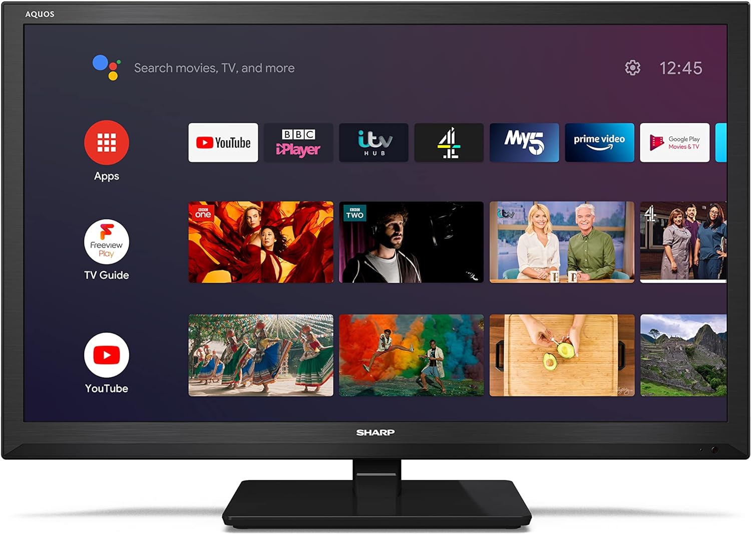 SHARP 24BI2KA 24 - Inch HD Ready Android TV™ in Black with Active Motion 400, Chromecast, Google Assistant, Freeview Play, DTS Virtual:X, Pre - Installed Apps, 2x HDMI & 2x USB - Amazing Gadgets Outlet