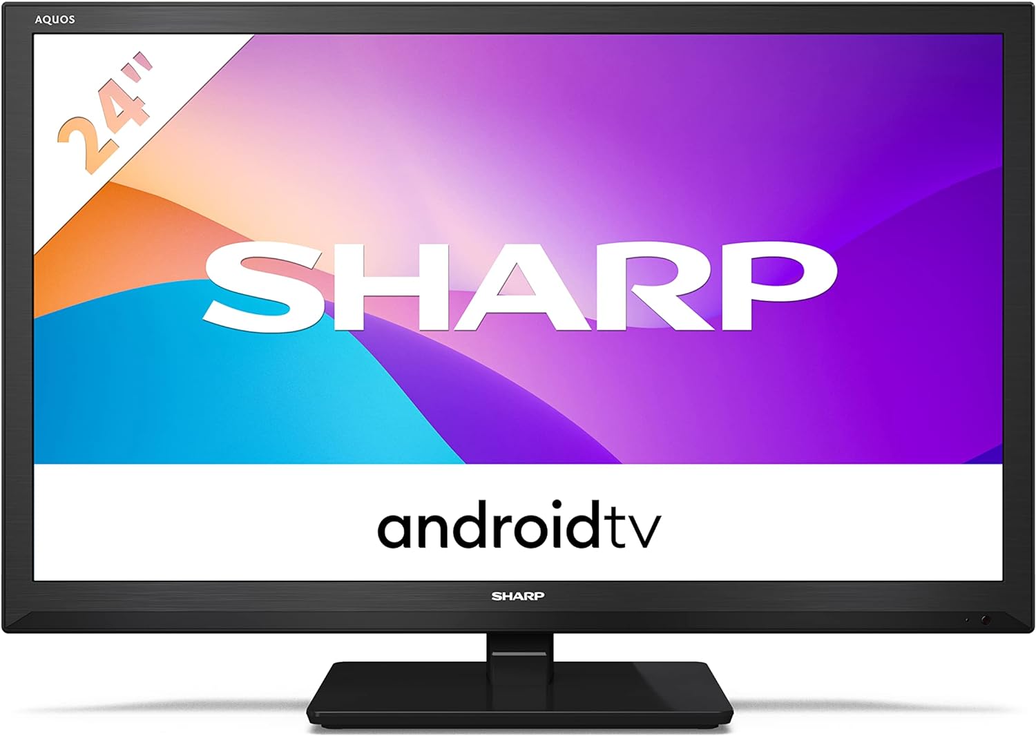 SHARP 24BI2KA 24 - Inch HD Ready Android TV™ in Black with Active Motion 400, Chromecast, Google Assistant, Freeview Play, DTS Virtual:X, Pre - Installed Apps, 2x HDMI & 2x USB - Amazing Gadgets Outlet