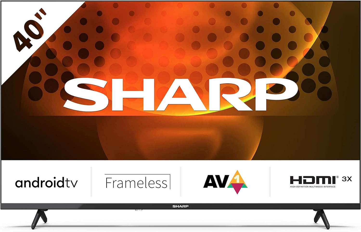 Sharp 2T - C40FH6KL2AB 40 - Inch 2022 FHD Android Smart Frameless LED TV with Freeview Play, 1080p, Dolby Digital, Google Assistant, HD Tuner, Chromecast built - in, 3x HDMI, 2 x USB & Bluetooth – Black - Amazing Gadgets Outlet