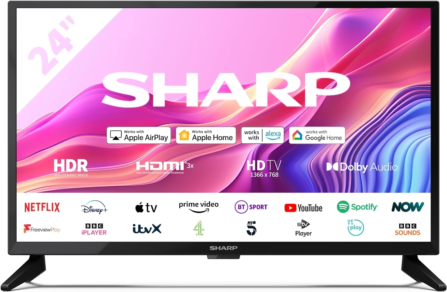 SHARP 40FD6K 40 - Inch Full HD Smart Frameless Roku TV™ in Black with Active Motion 200, HDR10 Support, Freeview Play, Pre - Installed Apps, 3x HDMI & 1x USB - Amazing Gadgets Outlet