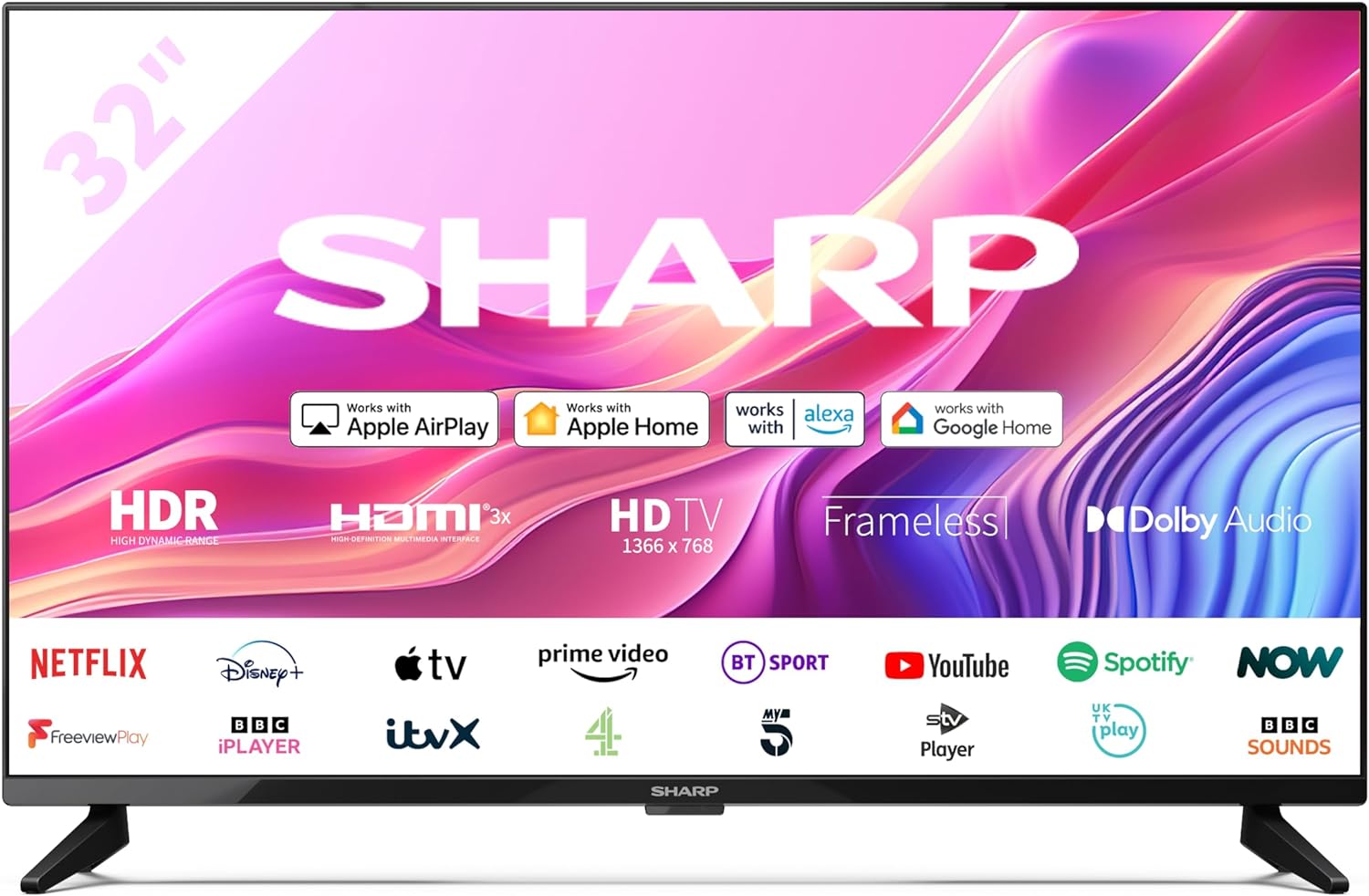 SHARP 40FD6K 40 - Inch Full HD Smart Frameless Roku TV™ in Black with Active Motion 200, HDR10 Support, Freeview Play, Pre - Installed Apps, 3x HDMI & 1x USB - Amazing Gadgets Outlet