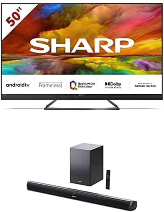 SHARP 4T - C50EQ3KM2AG 50 - Inch 4K UHD Quantum Dot Frameless Android Smart TV with Freeview HD, Google Assistant, Chromecast, 4 x HDMI, 2 x USB & Bluetooth, QLED TV – Black   Import  Single ASIN  Import  Multiple ASIN ×Product customization G - Amazing Gadgets Outlet